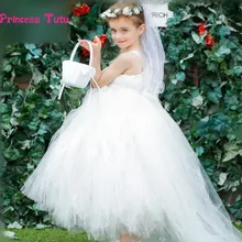 Платья для девочек, держащих букет невесты на свадьбе; белое платье-пачка с длинным шлейфом; детское Пышное фатиновое платье для дня рождения; бальное платье; vestidos