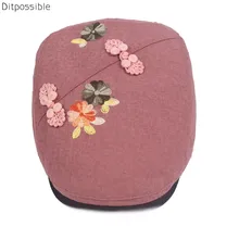 Ditpossible национальный стиль шляпы с рисунком для женщин дамы старинные кнопки берет Женская Кепка gorras береты кости