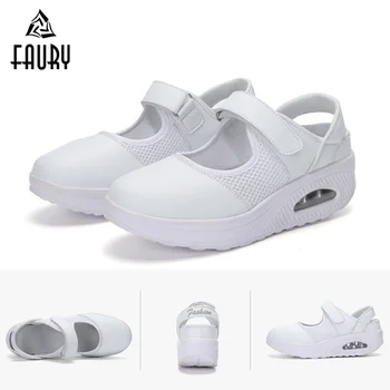 

Women Hollow Nurse Hospital Work Shoes Summer Mesh Breathable Deodorant Thick-soled Cushion Soft Bottom Rocking Shoes Sandals