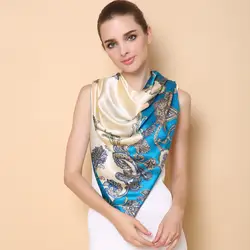 Новый стиль Для женщин шарфы с геометрическим принтом 100% шелковый шарф костюм аксессуары Для женщин Шарфы и манишки