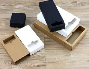 

10pcs Black kraft gift packaging cardboard box black packing gift box white paper drawer box wedding favor delicate drawer box