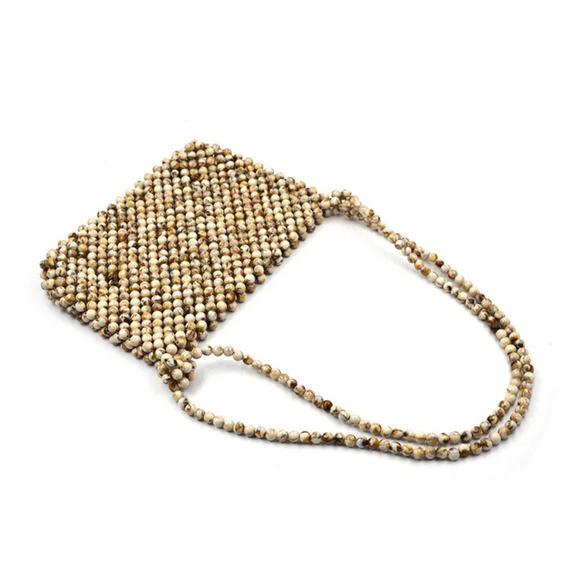 

Women Bags Designer Hand Acrylic Beading Woven Bag Bamboo Bag Stitching Hollow Clutch Female Bali Beach Holiday Shoulder Bag