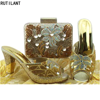 

Ladies Italian Shoes and Bag Decorated with Rhinestone African Matching Shoes and Bags Italian In Women Shoe and Bag Set African