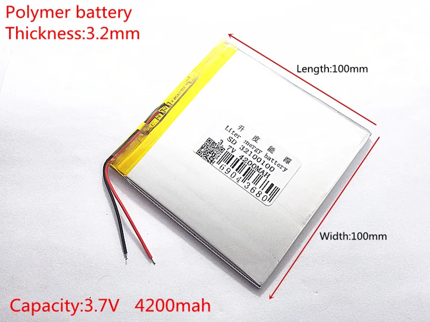 

Three wire battery.3.7V 4200mah (polymer lithium ion battery) Li-ion battery for tablet pc 7 inch MP3 MP4 32100100 Free Shipping