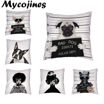

Dropshipping Supplier Cushion Cover Realistic Pug Schnauzer Poor Dog Print Bad Dog 17 Inch Throw Pillow Case Home Couch Decorate