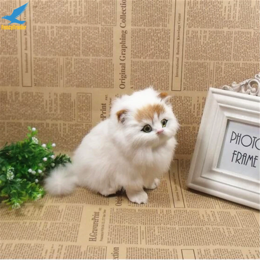 Simulation Mini Long Plush Animal Cat White Baby Toy Gift for Decoration (2)