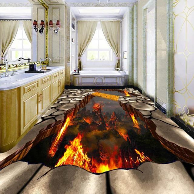 beibehang Custom Flooring Mural Wallpaper Lava Stone Magma 3D