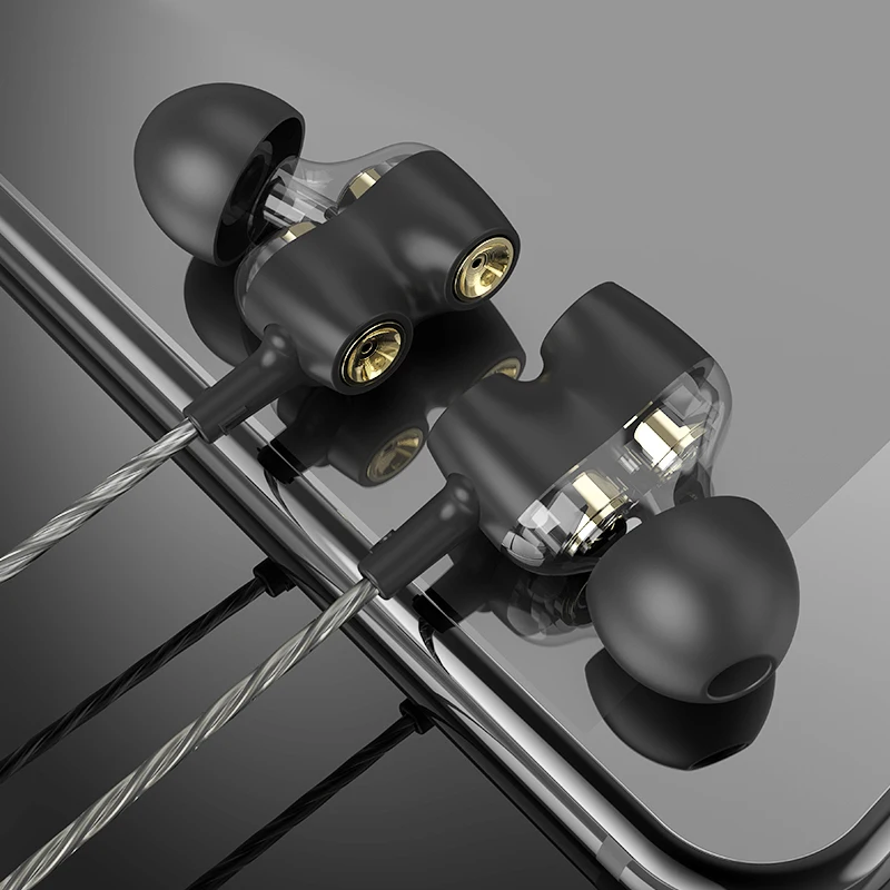 

Langsdom Super bass gamer wired in-ear Earphone D2 portable sweatproof stereo Double speaker earphone with microphone for music