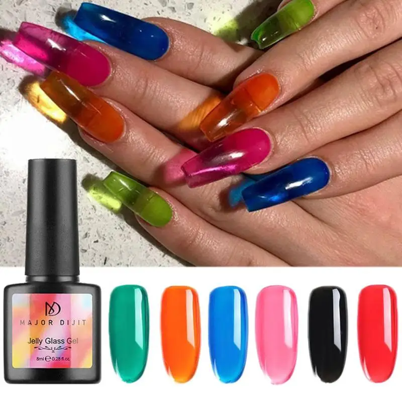 

8ml Jelly Nails Candy Nails Summer Attribute Translucent Neon Color Uv Nail Gel Soak Off Jellies Glass Gel Polish