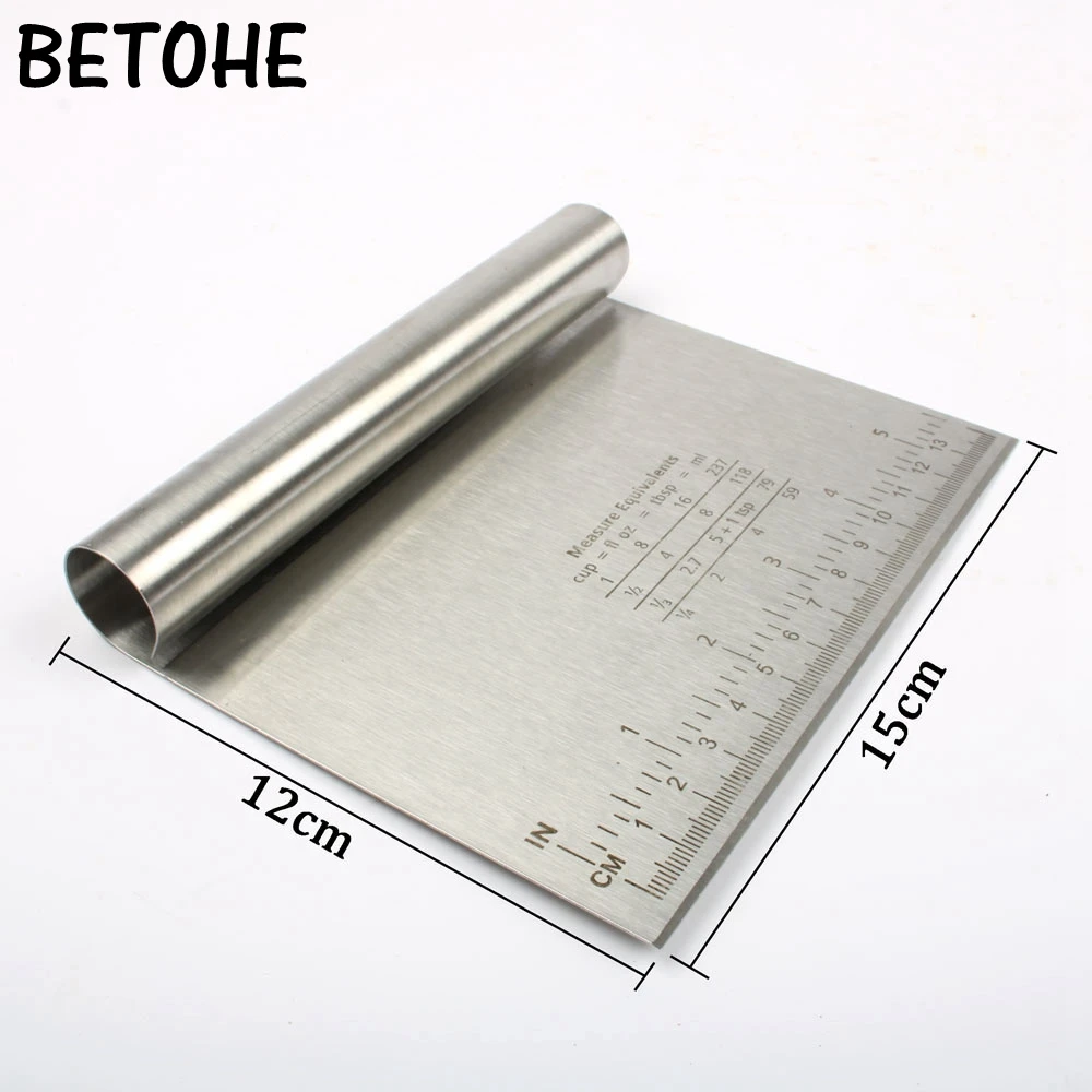 

BETOHE 1pc Stainless Steel Pizza Dough Scraper Cutter Baking Pastry Spatulas Fondant Cake Decoration Tools Kitchen Accessories