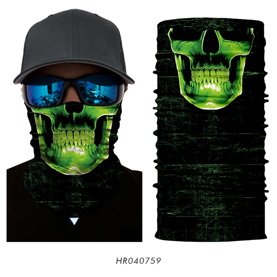 3D Ghost бесшовная маска для лица на шею для улицы, мотоциклетная бандана, Балаклава, байкерские велосипедные шарфы, Солнцезащитная Ветрозащитная маска на голову
