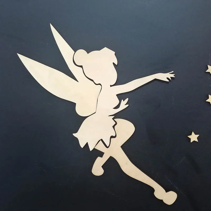 26pcs/set Tinkerbell Fairy Wall Mirror Acrylic Mirrored Decorative Tinker bell Wall stickers Home Decoration silver