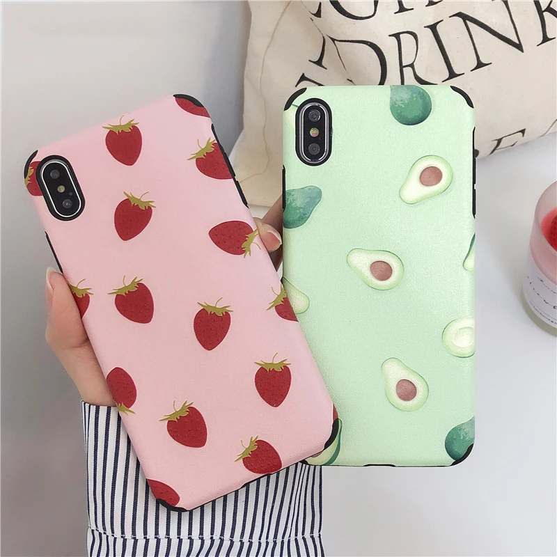 

Fruit Leaf Floral Phone Cases For iPhone XR XS Max 6 6S 7 8 Plus X XS Soft IMD Full Body Cute Emboss Flower Back Cover Coque