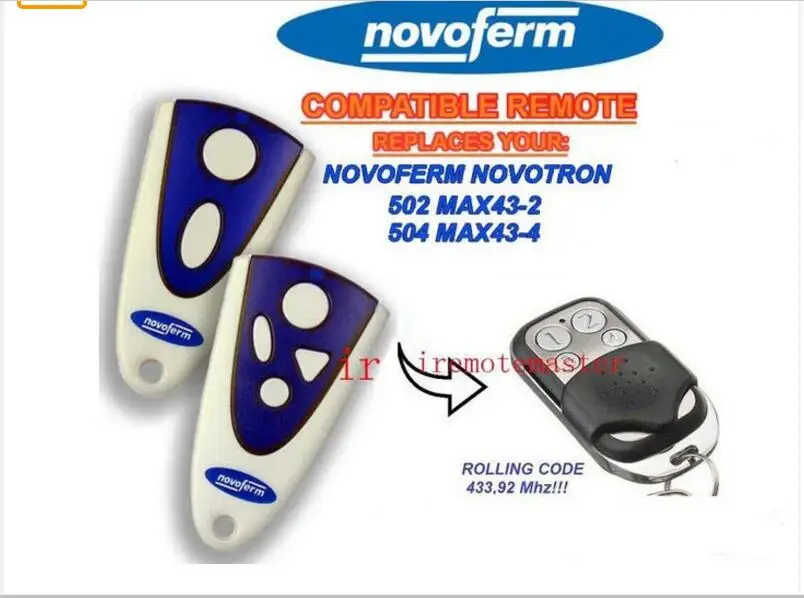 NOVOFERM NOVOTRON 502 MAX43-2 504 MAX43-4 сменный пульт дистанционного управления 433 92 МГц