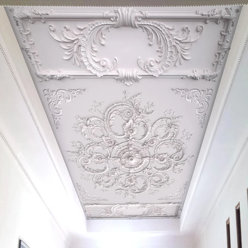 3D White Plaster Floral Emboss Ceiling Mural Self-adhesive Removable 333--JN 