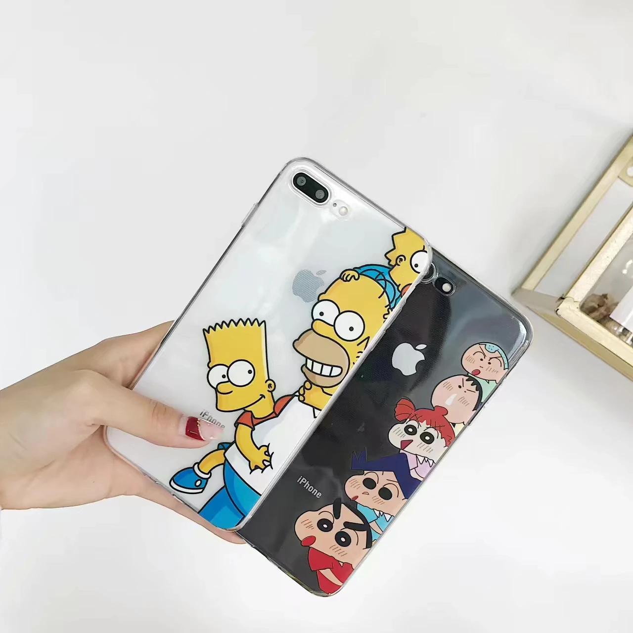 

The Simpson TPU Soft Case For iPhone Xs MAX Xr X 7 8 6 6s plus Funny Fundas Crayon Shin-chan Transparent High quality Coque