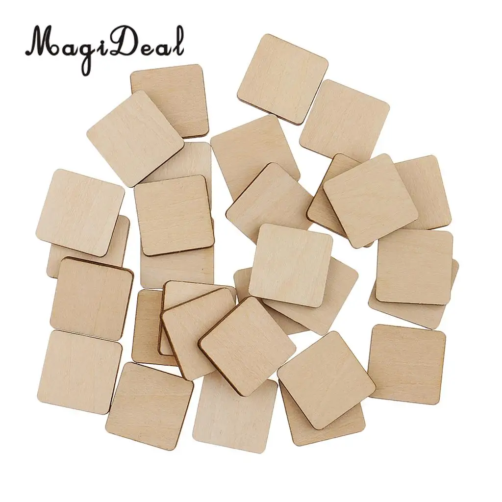 MagiDeal Square MDF Unfinished Wood Pieces Blank Plaque DIY Craft Projects for Pyrography Crafts Party & Holiday DIY Decorations