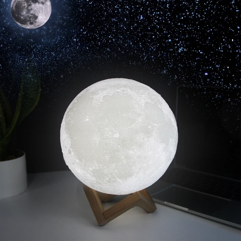  Rechargeable Moon lamp Moon Light 3D Print LED Night Lampe Bedside Children's Night Light Desk Deco
