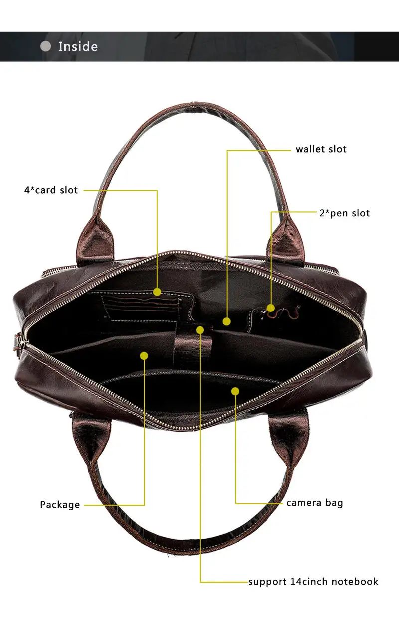 2018 Бизнес Портфели мужской Crazy Horse кожа для мужчин сумка известный бренд плеча курьерские Сумки Винтаж для 14 дюймов ноутбука