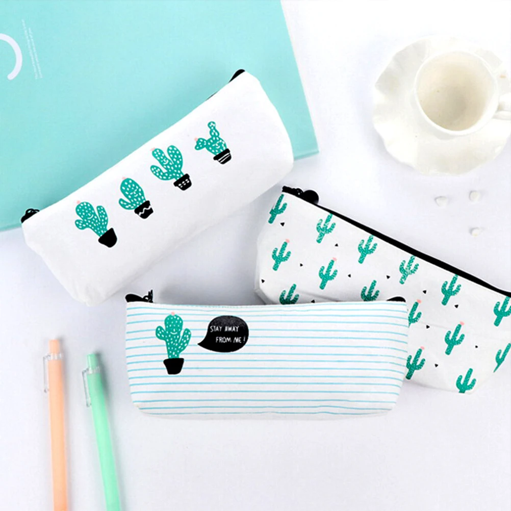 

1pc Pencil Case Cactus Canvas School Supplies Stationery Gift Estuches School Cute Pencil Box Pencilcase Pencil Bag 20.5*10.5cm