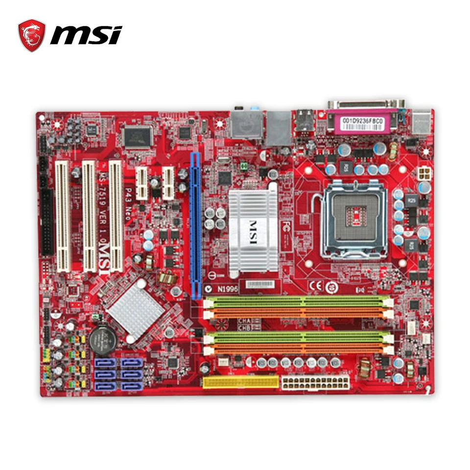 MSI P43 Neo-FS Original Used Desktop Motherboard P43 Socket LGA 775 DDR2 16G SATA2 USB2.0 ATX fs v21rp original