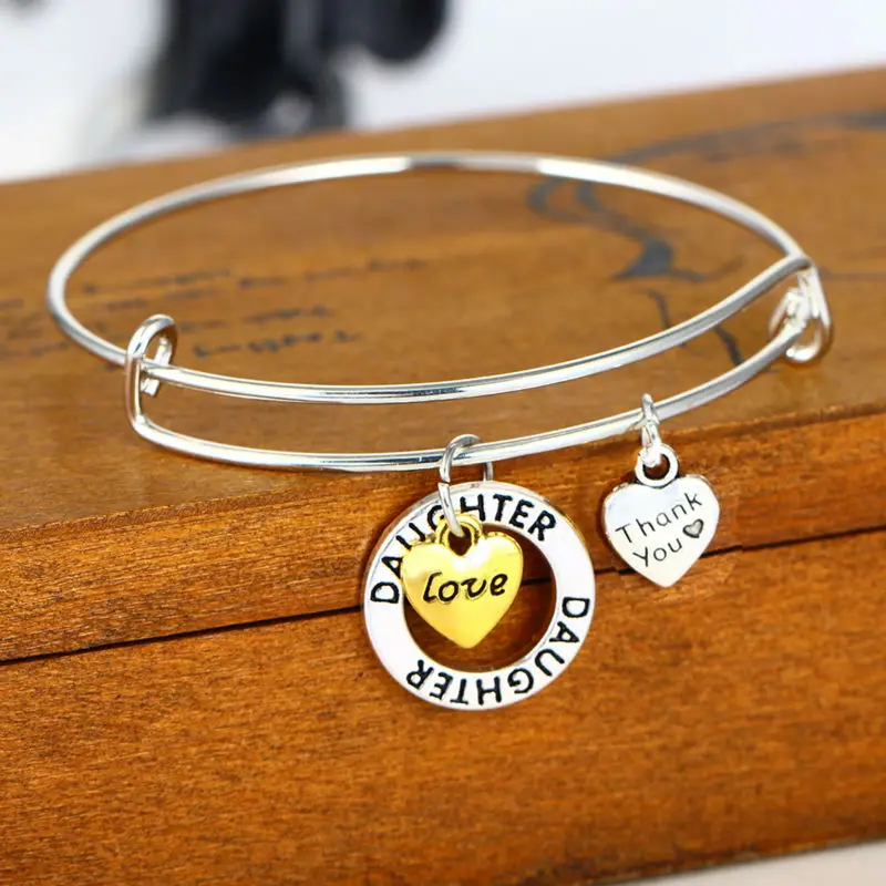 Wholesale Daughter Forever In My Heart Bracelets Love Family Bracelet Souvenirs Bangle Jewelry