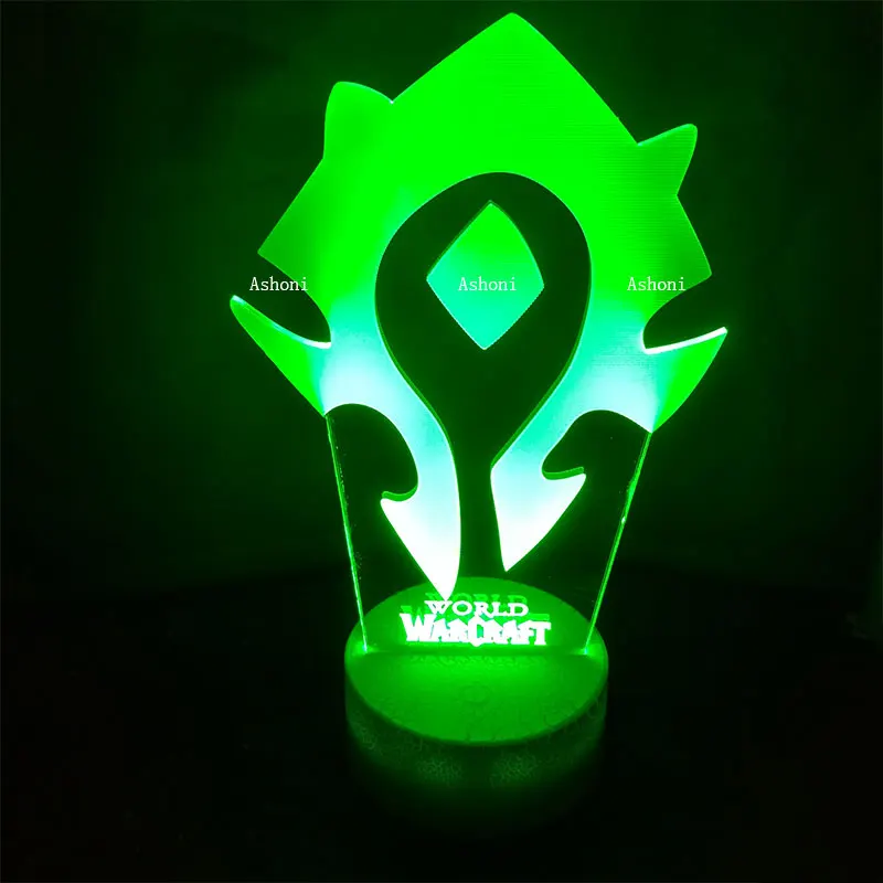 WOW World of Warcraft 3D светодиодный настольный светильник, сенсорный цветной, 7 цветов, акриловый ночной Светильник для детей, рождественские подарки