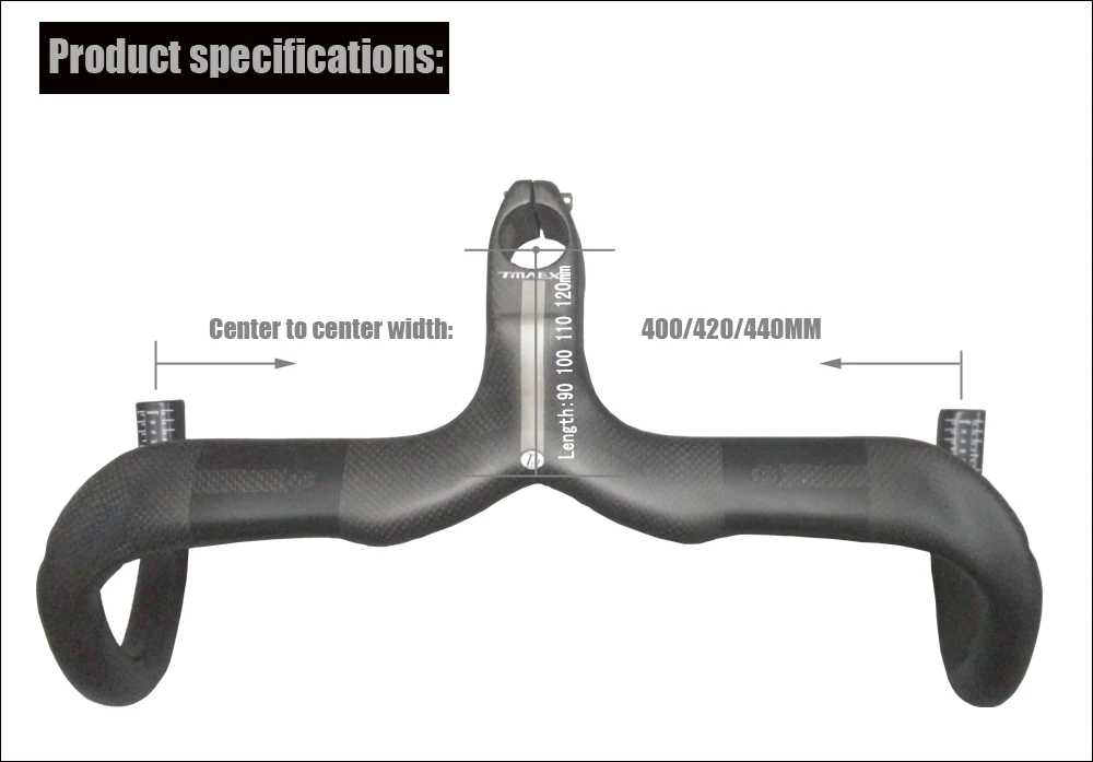 TMAEX-Новые Полностью углеродный руль для шоссейного велосипеда интегрированный руль и вынос руля гоночный ручки велосипеда Запчасти 28,6*400/420/440 мм