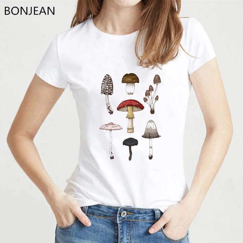 

2019 summer shirt women vintage plant mushrooms printed harajuku kawaii top female t-shirt 90s t shirt femme camisas mujer tees
