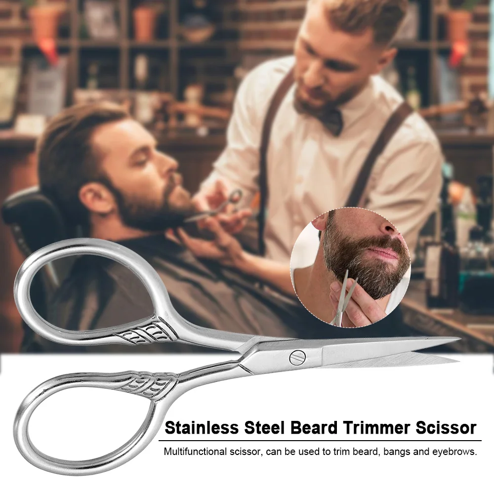 

Stainless Steel Beard Trimmer Scissor Mini Size Shaving Shear Beard Trimmer Eyebrow Bang Cutting Scissor for Barber Home Use