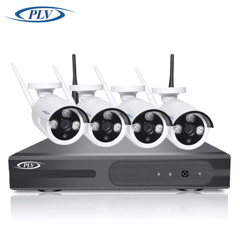 PLV 4CH ИК HD домашней безопасности Wi-Fi Беспроводной IP Камера Системы 1080 P комплект