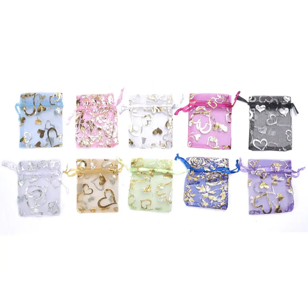 

50pcs Mix Love heart Christmas Wedding voile Organza Bags Jewelry packing Gift Bag Pouch Organizer
