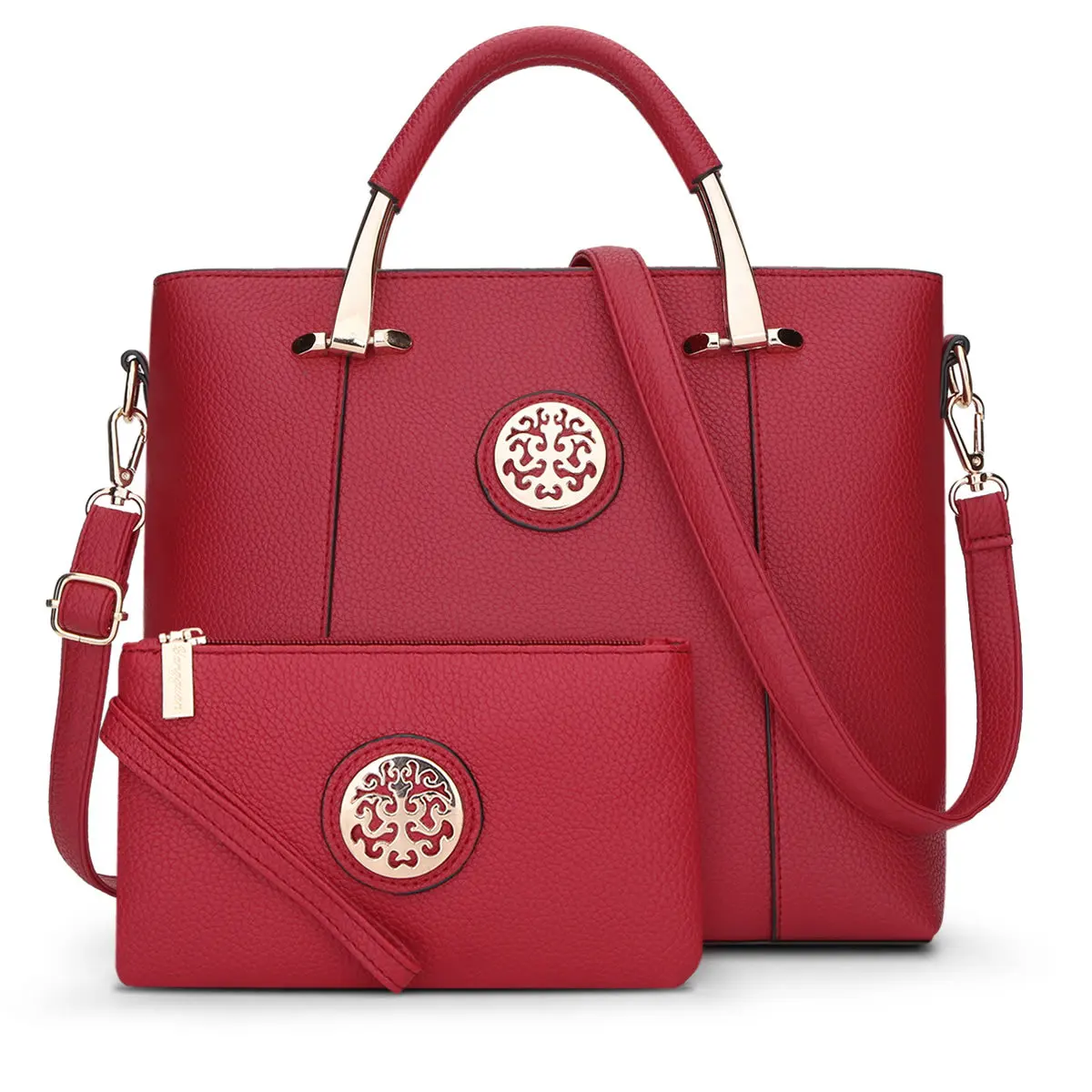 Новинка, 2 сумки/набор, Европейский и американский стиль, женская сумка-тоут, брендовая дизайнерская женская сумка-мессенджер, сумки через плечо, сумочка и кошелек - Цвет: Красный
