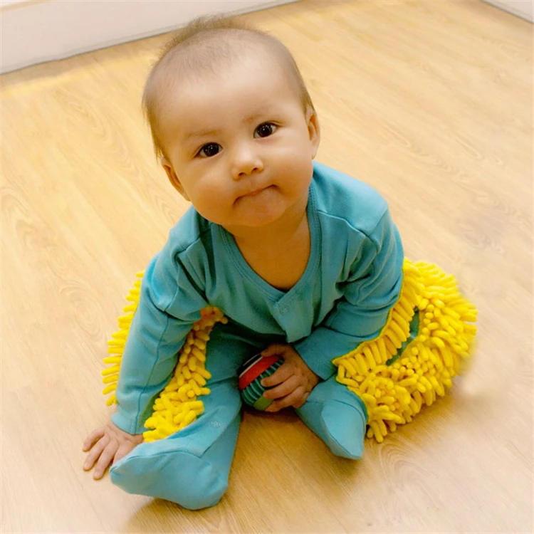 Hot Baby Mop Romper Outfit Unisex Boy Girl Polishes Floors Cleaning Mop Suit Autumn Winter Kids Crawls Toddler Swob Jumpsuit bright baby bodysuits	