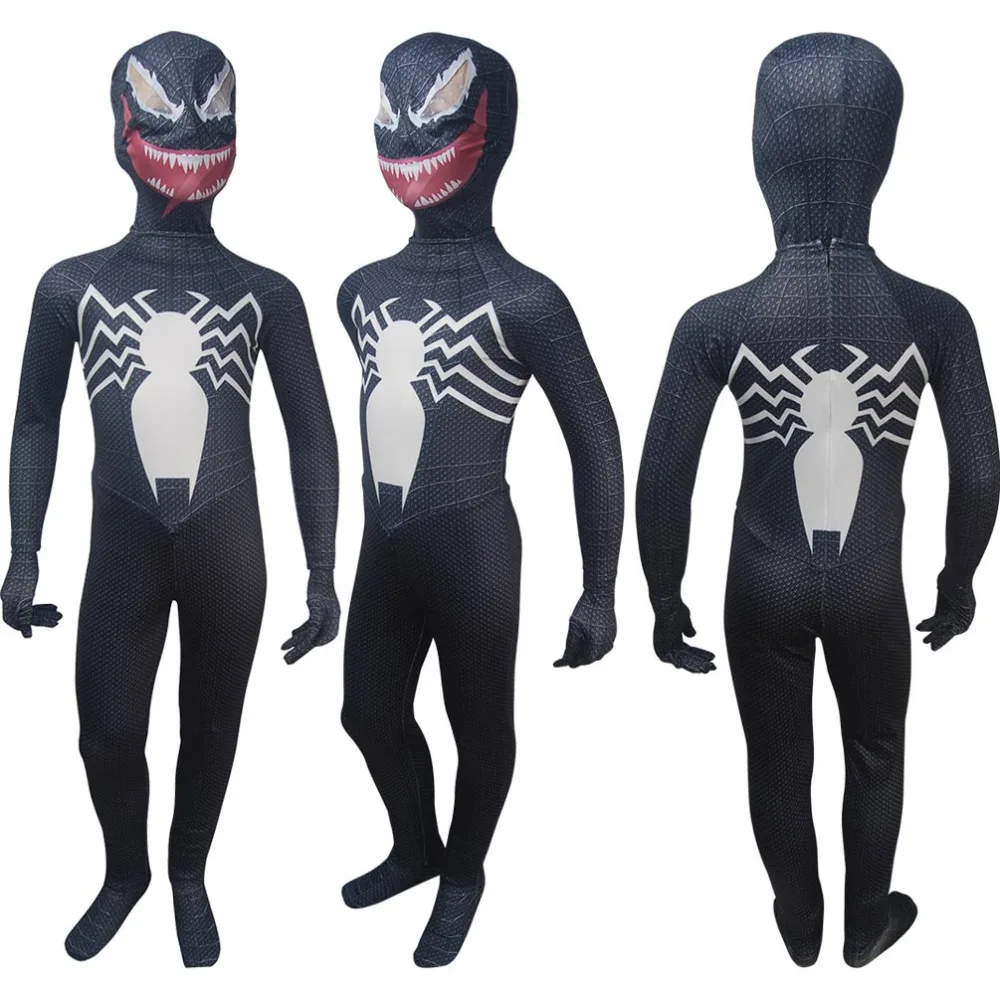 Kids Venom 2018 Spider Man superhero film cosplay Eddie Brock jumpsuit