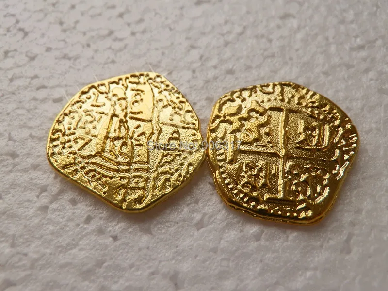 Золотая монета Doubloon в Европе Испании Игрушка пирата монет металлическая