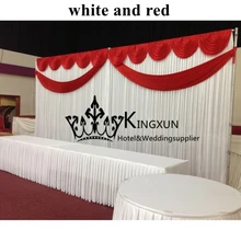 Wedding Backdrop With SwagsWedding Curtain 3M*6M Free Shipping White & Red