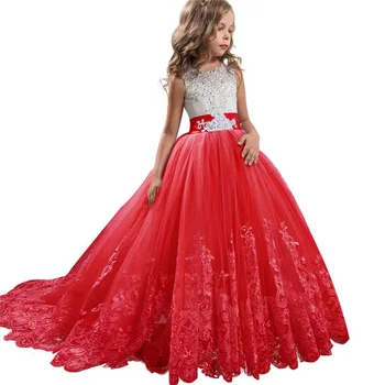 

White First Communion Dress for Girl Tail Girl Dress Tutu Teen Chirldren's Princess Wedding Long Party Evening Dresses LP-231