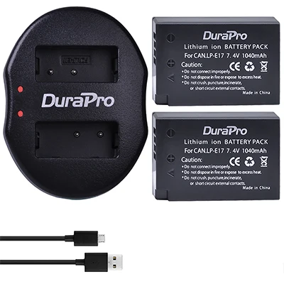 Аккумулятор для камеры DuraPro 4 шт. 1040 мАч LP-E17 LPE17 LP E17+ двойное зарядное устройство USB для canon EOS Rebel T6i 750D T6s 760D M3 8000D Kiss X8i - Цвет: 2 Battery Set