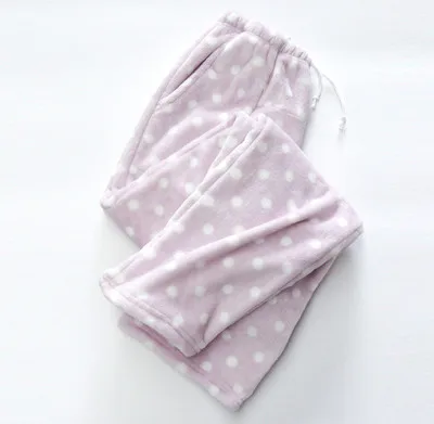 Flannel Pajama Pants Men And Women Autumn Winter Models Thick Coral Fleece Solid Color Warm Trousers Home Pants As020 (2)