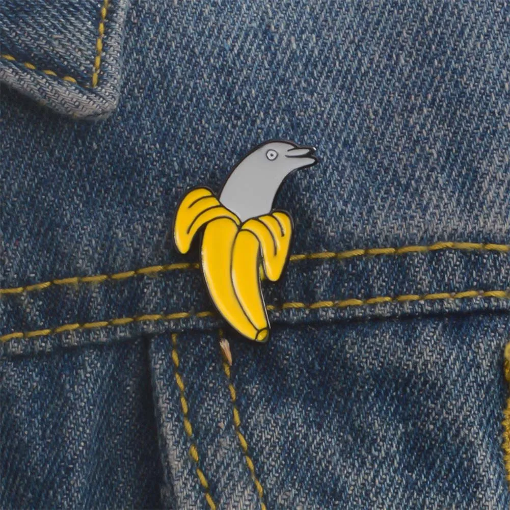 

Banana dolphin enamel pin Fruit animal Brooches Gift for Kids friends Funny icon Pin Badge Button Lapel pin for Clothes cap bag