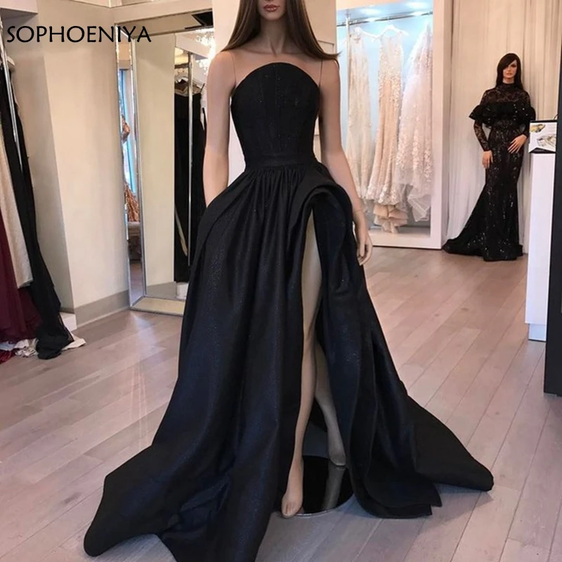 Новое поступление черные вечерние платья Длинные robe de soiree Светоотражающие вечерние платья abiye abendkleider торжественное платье