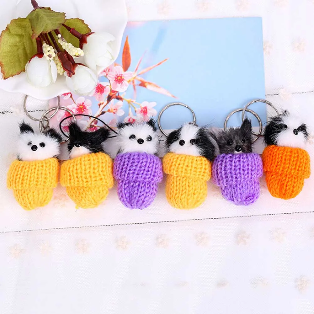 

1 pc Color Random Fashion Fluffy Keychain Small Animals Cute Pendant Keyring Fur Car Pendant Charm Women Bag Keyring