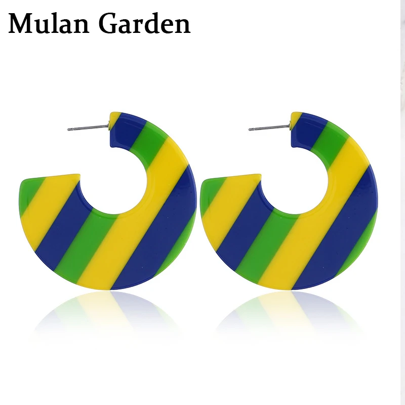 

M&G New Vintage Stripe Acrylic Earring for Women Exaggeration Earrings Hoops Fashion Jewelry Resin Jewelry Accessories Gift 2019