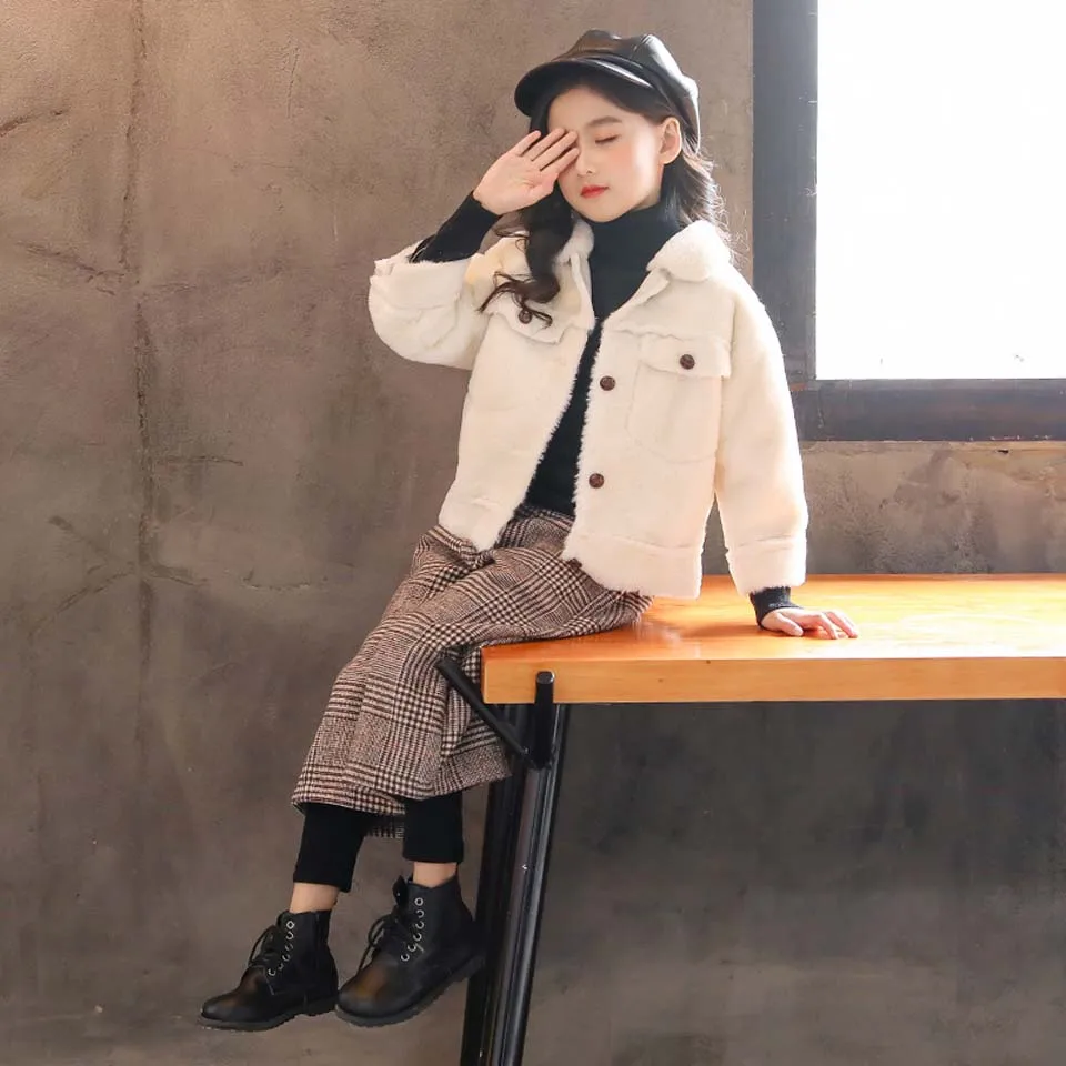  2018 Hot Sale New Kids Baby Girls Autumn Winter Faux Fur Coat Girl Jacket Teenager Thick Warm Outwe