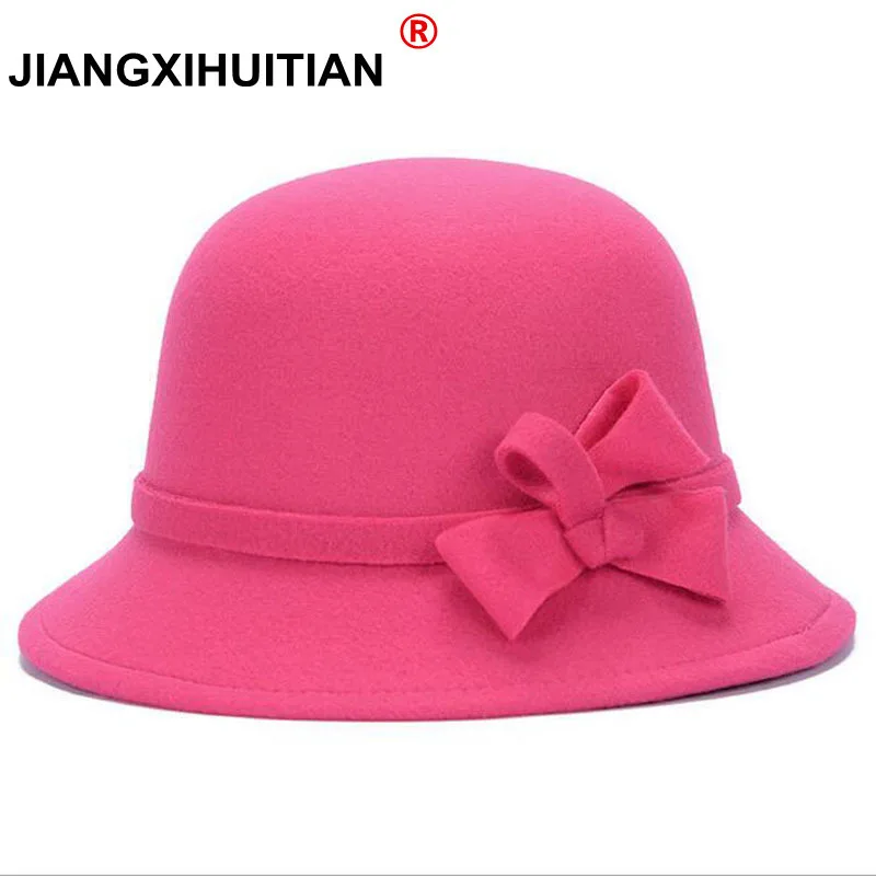 

2017 new Women's dome super warm hat mommy hats for autumn and winter solid floral warm floppy hat Vintage Retro Bowler Fedor