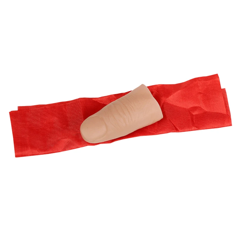 High-Quality-2pc-Red-Silk-With-2pc-Soft-Thumb-Tip-Finger-Fake-Magic-Trick-Close-Up