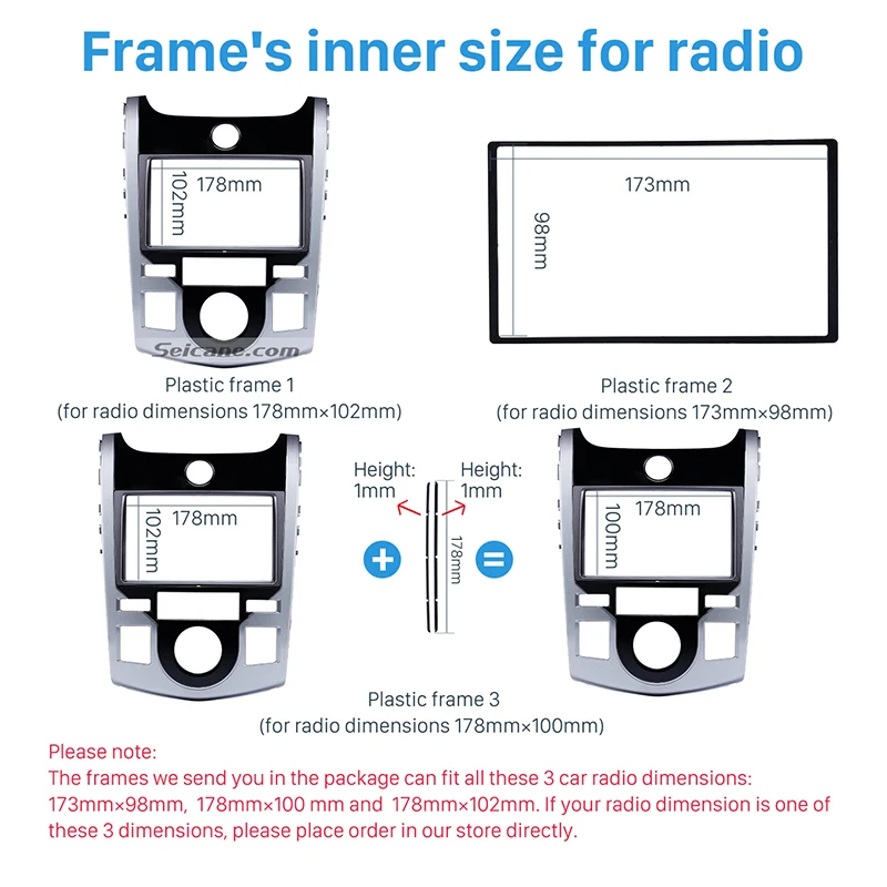 Seicane двойной Din ABS пластик Автомобильная установка радио Панель рамка фасции для KIA Forte 173*98/178*100/178*102 мм