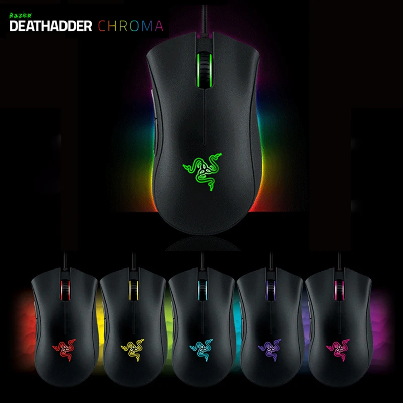 Мышь Razer Deathadder Chroma оригинальная Проводная игровая мышь с USB 10000 точек/дюйм