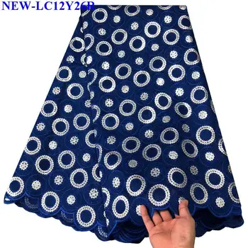 

2019 African Royal blue Embroidered Nigerian Tulle Laces Fabric High Quality with sequins French Organza Lace Fabric NZA-03